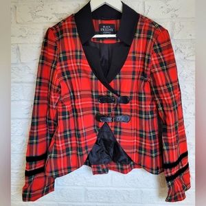 Military Style Red Plaid Blazer